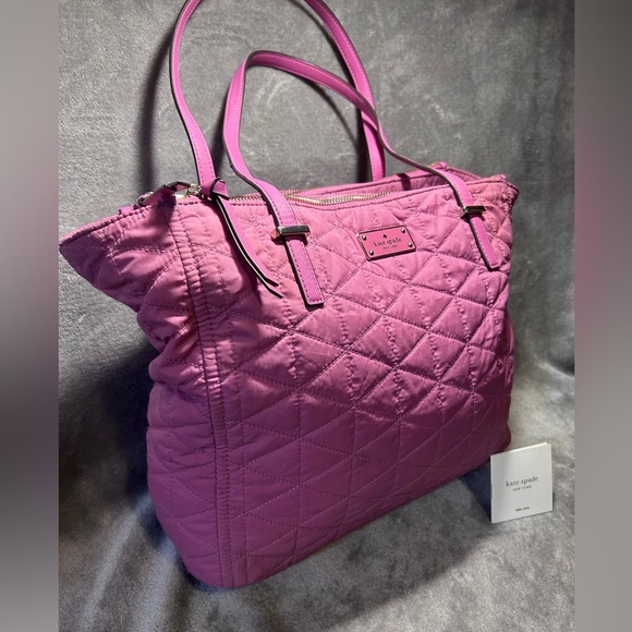Kate Spade Wilson Road Quilted Talya Tote Bag in Ruffled Pansy Pink - Picture 3 of 14